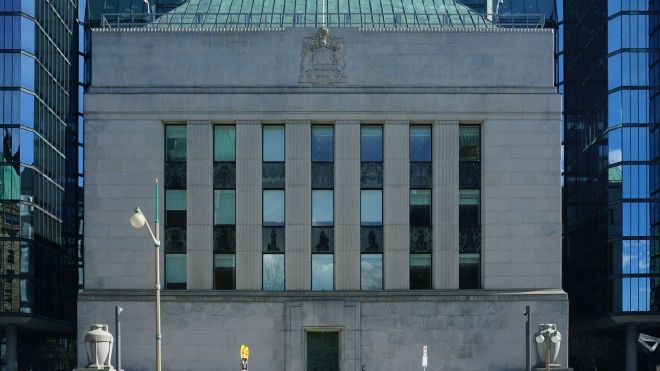 The front facade of the Bank of Canada building
