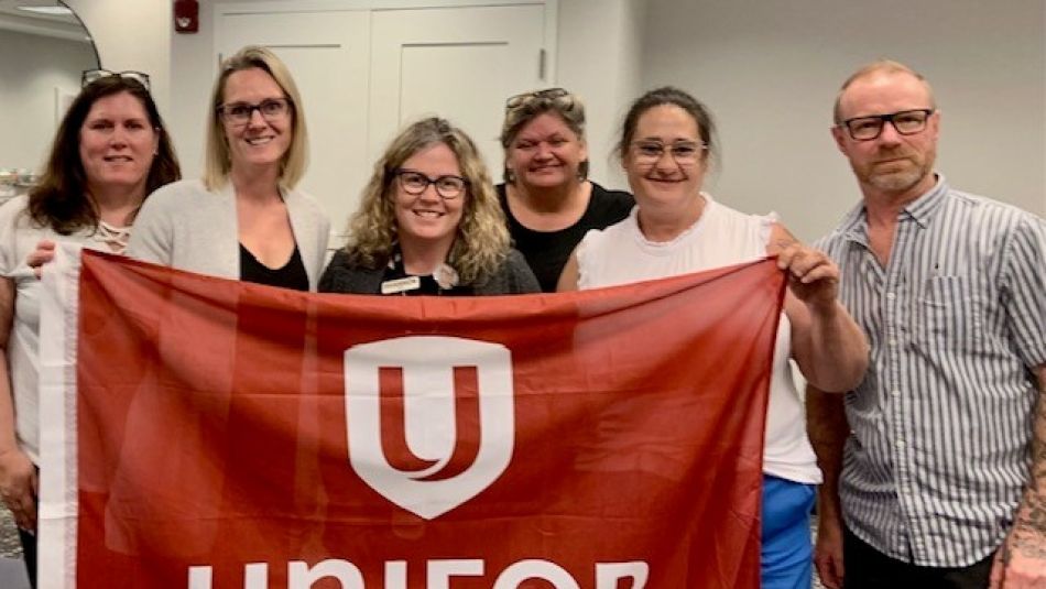 National Rep Jan Malek, committee members Ashley Antoniak, Shannon Reid, Local 8300 President Kathleen Brooks, VP Norma Laury and committee member Shawn Bailey. Missing: Maisie Baldwin and Brad Kelly.